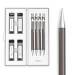 MozArt Mechanical Pencil Set with Case - 4 Sizes: 0.3, 0.5, 0.7 & 0.9mm with 30 HB Lead Refills Each & 4 Eraser Refills - Sketching, Architecture, Drawing Mechanical Pencils, Metal Mechanical Pencil