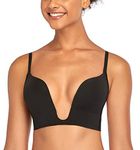 DotVol Women's Deep Plunge Bra Convertible Push up Low Cut Seamless U Bra(34C, Black)