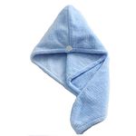 Topkey Microfiber Hair Turban Towel Wrap Super Absorbent Hair Towel for Kids and Adults Long Short Hair Reduce Hair Drying time- Blue