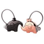 Milesi Zinc Alloy Couple Elephant Keychain Black Rose Gold