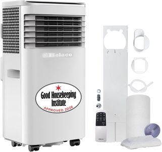 Belaco 9000 BTU Portable Air Conditioner – 4-in-1 Cooling, Dehumidifier, Remote, Dual Window Kit