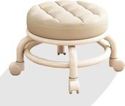 TRADY Round Rolling Low Stool-360° Universal Wheel Comfortable Strong Elegant Suitable for Home or Office