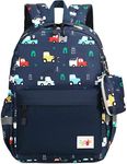 mygreen Toddler Backpack Kids Backpack for Boys Cute Cars Preschool Bag Kindergarten Schoolbag With Chest Strap Colorful Dark Blue