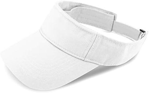 The Hat Depot Kids 100% Cotton Sport Quick-Adjust Strap Closure Sun Protect Golf Visor Cap Hat, White, One Size