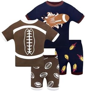 DAUGHTER QUEEN Boys Pajamas 18-24 Months Summer PJs Football Pj Sets Baby Toddler 100% Cotton Short Sleeve Jammies Sports Sleepwear Rugby Ball Clothes 18m/Mo 24m/Mth