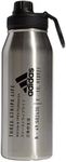 adidas Unisex 1 Liter (32 oz) Metal Water Bottle, Stainless Steel/Black, One Size