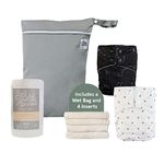 LA PETITE OURSE 2 One-Size Reusable Pocket Diapers With 4 Bamboo Inserts, 1 Wet bag and 1 Biodegradable Liner Roll (100 sheets) per - The Perfect Trial Kit - Constellation