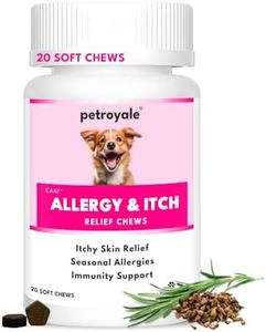 Petroyale Allergy & Itch Chews for Dogs - Anti-Allergy & Anti-itching Supplement - Natural Relief from Allergies, Hot Spots, Dry Skin, Scratching for Dogs - Grape Seed Extract & Rosemary | 20 Chews