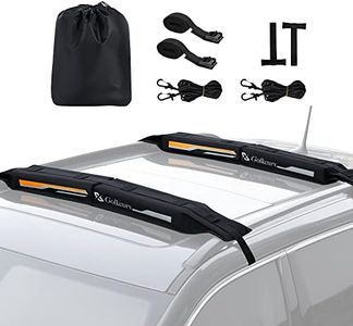 Golkcurx Universal Soft Roof Rack Pads for Kayak,Surfboard, SUP, Canoe, Snowboard with15FT Tie-Down Straps*2 and Storage Bag*1 (Black)