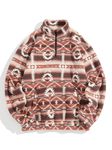 ZAFUL Mens 1/4 Zipper Fleece Sherpa Pullover Sweatshirt Ethnic Aztec Printed Kangaroo Pocket Fall Winter Unisex Hoodie Tops, Pink, Large