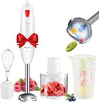 Immersion Blender Handheld Blender 4 in 1, 16000rpm Speed, 400W Turbo Motor & Ergonomic Grip Hand Blender Set, Splash-Proof Stainless Steel Blades, for Soup,Baby Food,Smoothies,Sauce,Aquox (White)