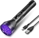 PEETPEN Black Light Flashlight USB Rechargeable 395nm UV LED Blacklight Ultraviolet Waterproof Flashlights Detector for Pets Dog Urine and Stains with Battery