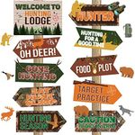 20 Pieces Hunting Party Signs Gone Hunting Door Cutouts Deer Hunting Camo Photo Booth Props for Camo Camping Theme Birthday Party Supplies One Happy Camper Birthday Decorations