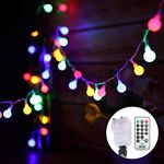 Tomshine Globe String Lights Mains Powered Outdoor Fairy Lights Multi-Color 8 Modes Waterproof with Remote Control for Party Living Room Bedroom Patio Garden (13M 100LED)