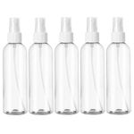 ecofynd 200ML Plastic Transparent Empty Plant Spray Bottle, Garden Refillable Reusable Fine Mist Pump and Cap Bottle for Perfume Sanitizer Travel Rosewater and Other DIY (Pack of 5, GA003)