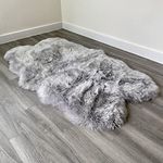 Genuine Grey Sheepskin Rug | Extra Thick and Soft Wool | by Rughouse (Quad: 190x120cm)