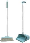 TONSYL Broom and Dustpan Set with Lid,Extended Long Handle Brooms Upright Standing Dustpans,Lightweight Stainless Self-Clean Broom Combo,Ideal for Indoor Home&Kitchen Lobby Cleaning Broom Brush