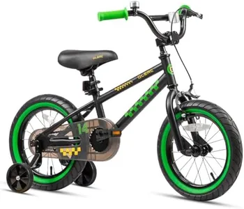 Glerc NuNu Kids Bike, 16 Inch Boys Bike for 4-7 Years Old Children, BMX Style Kids Bicycle with Training Wheels & Coaster Brake, Black and Green