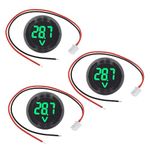 3Pcs Digital Voltmeter DC 4V-100V Car LED Digital Voltmeter Round Auto Ammeter Accessories for Cars Vehicles Motorcycles Boats Green