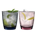 Bormioli Rocco Pulsar Coloured Faceted Glass Drinking Tumblers - 300ml - Set of 6