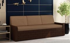 Bluebite Jett Sofa Cum Bed (Brown) | Wenge Finish | Pull-Out Mechanism | 3 Seater Wooden Sofa | Queen Size Bed | Mattress with Removable Cover | Box Storage Space | Modern Style