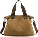 Sunshinejing Women's Canvas Tote Bag Shoulder Crossbody Purses Work Travel Handbag Satchel Hobo Bag (Brown)