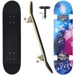 CAPARK Skateboards for Beginners Adults Youths Teens Kids Girls Boys 31 Inch Pro Complete Skate Boards 7 Layer Canadian Maple Double Kick Concave Longboards (Sky)