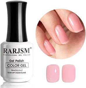 RARJSM Translucent Pink Gel Nail Polish LED UV Gel Soak Off Clear Sheer Pink French Manicure Nude Pink Jelly Nail Gel Polish Varnish Curing Requires 1pcs 15ml for Home Salon Nail Art DIY