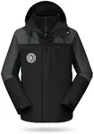 CAMELSPORTS Men's Ski Jacket 3 in 1 Waterproof Winter Jackets Warm Snow Jacket Hooded with Inner Warm Fleece Coat Black Small