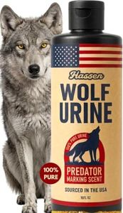 HASSEN Wolf Urine, 100% Pure Real Pee, Simulates Predator Presence for Prey Animals, Territorial Marking Scent Barrier for Home & Outdoor Use