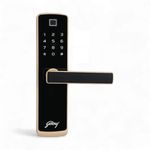 Godrej Smart Lock I Catus Connect I Digital Lock for Wooden Door | 5 in 1 Access I WiFi I Fingerprint I RFID Card I PIN Access I Mechanical Key I 3 Strong Locking Dead Bolts I Champagne Gold