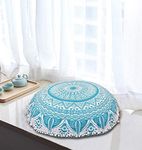My Dream Carts 32" Floor Pillow Cover Only Meditation Cushion Covers Seating Ottoman Throw Cushion Cases Mandala Hippie Decorative Round Bohemian Outdoor Pouf Ombre Indian Large (Without Filler)