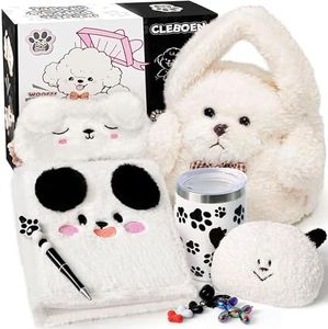 Toyssa Peluche Perro Regalo Niña 3 4 5 6 7 8 9 10 Años, Bolso de Mano Peluche Album Fotos Taza Monedero Antifaz para Dormir Llavero Bolígrafo, Cachorro Regalo Cumpleaños Juguetes Niña Niños 3-12 Años