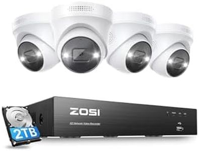 ZOSI 4K 8CH Kit de Cámara de Seguridad PoE, 4pcs 8MP Cámara de Vigilancia IP PoE, H.265+ PoE NVR con 2TB HDD, Visión Nocturna, Detección de Personas