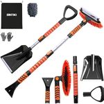 SINTIKI 43" Ice Scrapers for Car Windshield and Snow Shovel Kit, Extendable Snow Brush for Truck with EVA Grip, 180° Pivoting Brush Head Detachable Snow Scraper for Car, SUV, Truck Auto