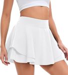 Oyamiki Golf Skorts for Women White Mini Tennis Skirt with Shorts Pleated High Waisted Jupe