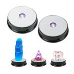 Colorful Led Light Display Base, Display Stand for Crystals Glass Art Figurine Merchandise, Lighted Seven Color Changing Lights Display Holder 3 AAA Batteries Powered (black,2 pieces)