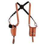 Tactical Shoulder Holster, Leather Underarm Double Holster w/Adjustable Strap,Pistol Gun Holster w/ 2 Mag Pouch for 1911 G45 43