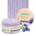 mCaffeine Blueberry Breeze Body Scrub for Glowing Skin with Coffee, Blueberry, Apricot & Shea Butter | Exfoliates, Removes Tan, Nourishes, Moisturizes| Fruity Blueberry Aroma for Men & Women - 175g