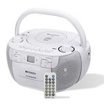 Retekess TR621 Boombox CD Player,CD and Cassette Player Combo,USB TF MP3 Player,AM/FM Radio,Support Stereo Sound,and Remote Control (White)