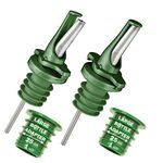 Airtight Olive Oil Pourer Spout With Built-in Dust Caps | ClickSeal Oil Pourer Bottle Drizzler Keep Oil Fresh | Use Your Own Bottles as Oil Dispensers | Incl Adapters For Large Bottles | Green 2Pk