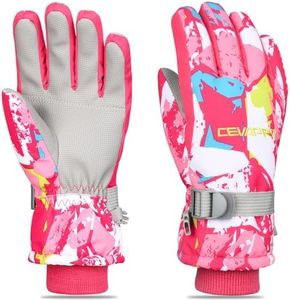 Cevapro Kids Ski Gloves Waterproof Winter Snow Gloves Warm for Boys Girls Cold Weather Outdoor Snowboard