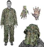 NWTF Mossy Oak Obsession Camo Leafy Suit | Face Mask Bucket Hat | Gloves for Turkey Hunting (Large/XL)