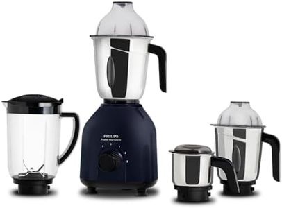 Philips HL7714/01, 1000 W PowerPro Motor Mixer Grinder, 4 Jars (Azure Blue), Edged blade made of superior SS304 material, Quick cool ventilation for longer motor life