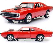 VARIYA ENTERPRISE Alloy Metal Pull Back Die-cast Car 1:32 Fast and The Furious Dodge Charger Diecast Metal Pullback Toy car with Openable Doors, Light Music Boys Gifts Toys for Kids -RED