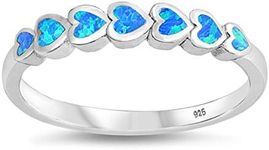 Blue Simulated Opal Heart Accent Pr