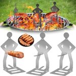 3Pcs Funny Hot Dogs BBQ Tools, Stainless Steel BBQ Sausage Holder, Funny BBQ Accessories, BBQ Fork for Camping Outdoor Picnic Garden Kitchen, Grilling Gifts for Men