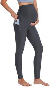 BUBBLELIME 22"/26" Maternity Yoga Leggings Soft Over The Belly Pregnancy Pant with Pockets - Maternity Pants_SHADOWCHARCOAL Small-26 Inseam