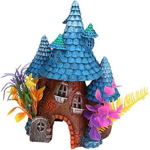 Rosewood Blue Roof Pixie House Fish Tank/Aquarium Ornament