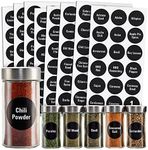 Talented Kitchen 144 Spice Jar Labels, Round 1.5 Inch Preprinted Chalkboard Stickers for Spice Containers (Water Resistant)